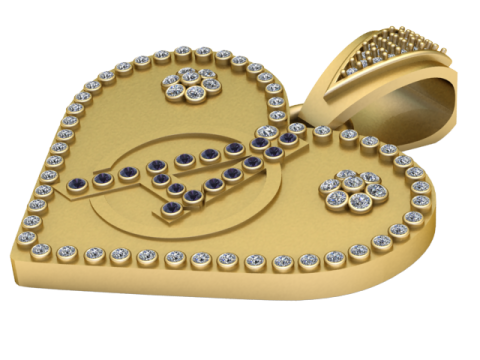 Gold heart pendant 3D Modell