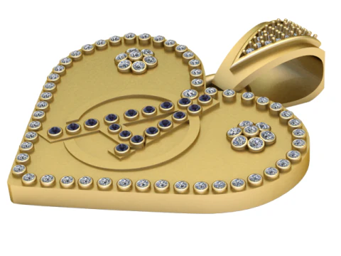 Gold heart pendant 3D Model