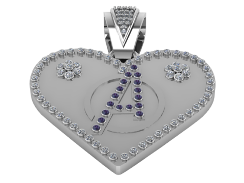 Gold heart pendant 3D Modell
