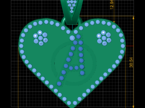 Gold heart pendant 3D Modell