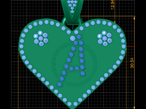Gold heart pendant 3D Model
