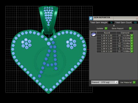 Gold heart pendant 3D Modell