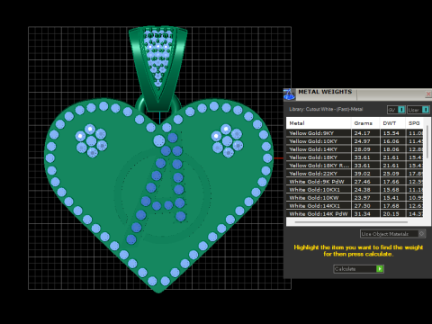 Gold heart pendant 3D Modell