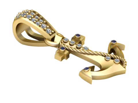 Gold hook pendan 3D Model