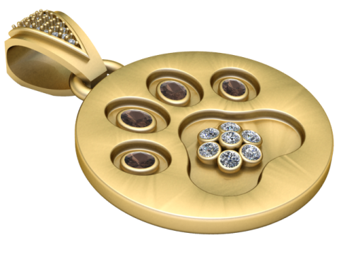 Gold emerald and diamond pendant Modèle 3D