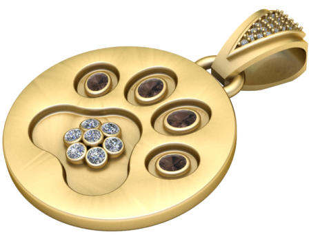 Gold emerald and diamond pendant Modello 3D