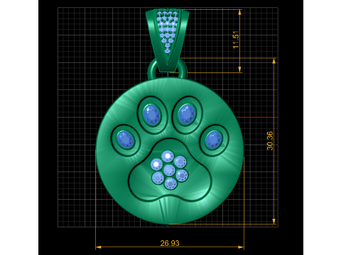 Gold emerald and diamond pendant Modello 3D