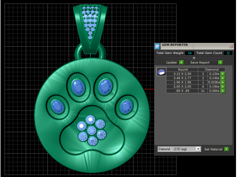 Gold emerald and diamond pendant Modello 3D