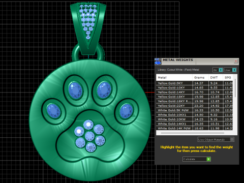 Gold emerald and diamond pendant Modello 3D