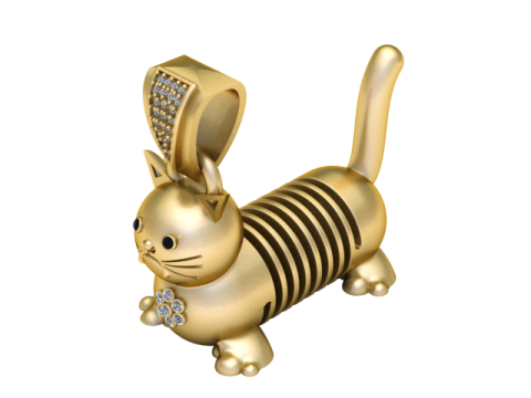 Gold cat pendant Modelo 3D