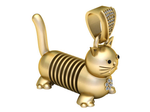 Gold cat pendant 3D Modell