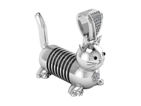 Gold cat pendant 3D Modell