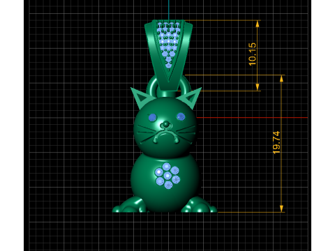 Gold cat pendant 3D Modell