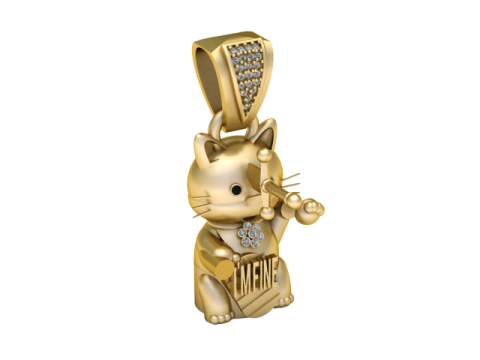 Gold cute teddy bear pendant 3D Модель