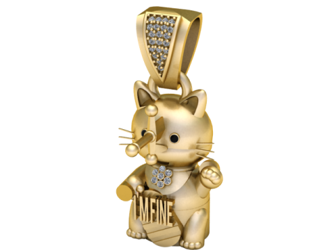 Gold cute teddy bear pendant 3D Model
