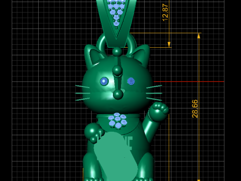 Gold cute teddy bear pendant 3D Model