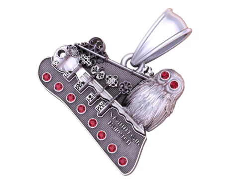 Owl of Wisdom Keys Pendant 3D Model