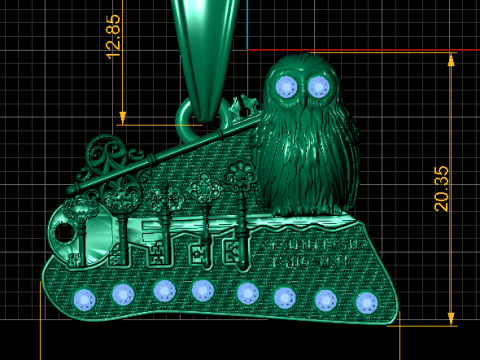 Owl of Wisdom Keys Pendant 3D Model