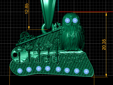Owl of Wisdom Keys Pendant 3D Model