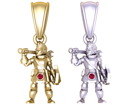 Armored Warrior Pendant 3D Model