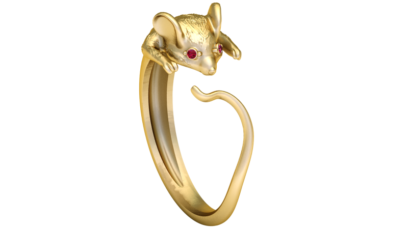 Mouse Wrap Ring with Ruby Eyes 3D 模型 .c4d .max .obj .3ds .fbx .stl .blend 