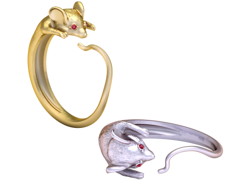 Mouse Wrap Ring with Ruby Eyes 3D 模型