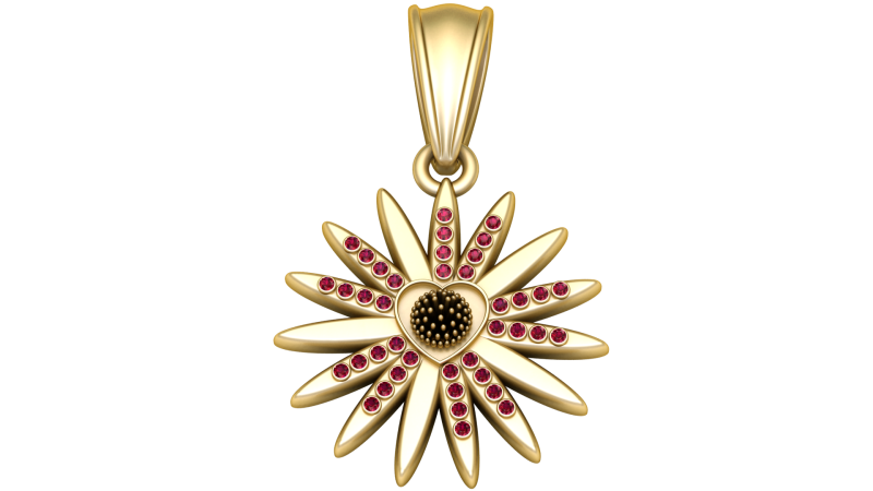 Radiant Daisy Heart Pendant Modèle 3D .c4d .max .obj .3ds .fbx .stl .blend