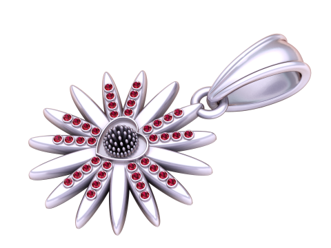 Radiant Daisy Heart Pendant 3D 모델
