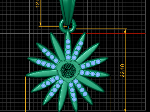 Radiant Daisy Heart Pendant 3D 모델