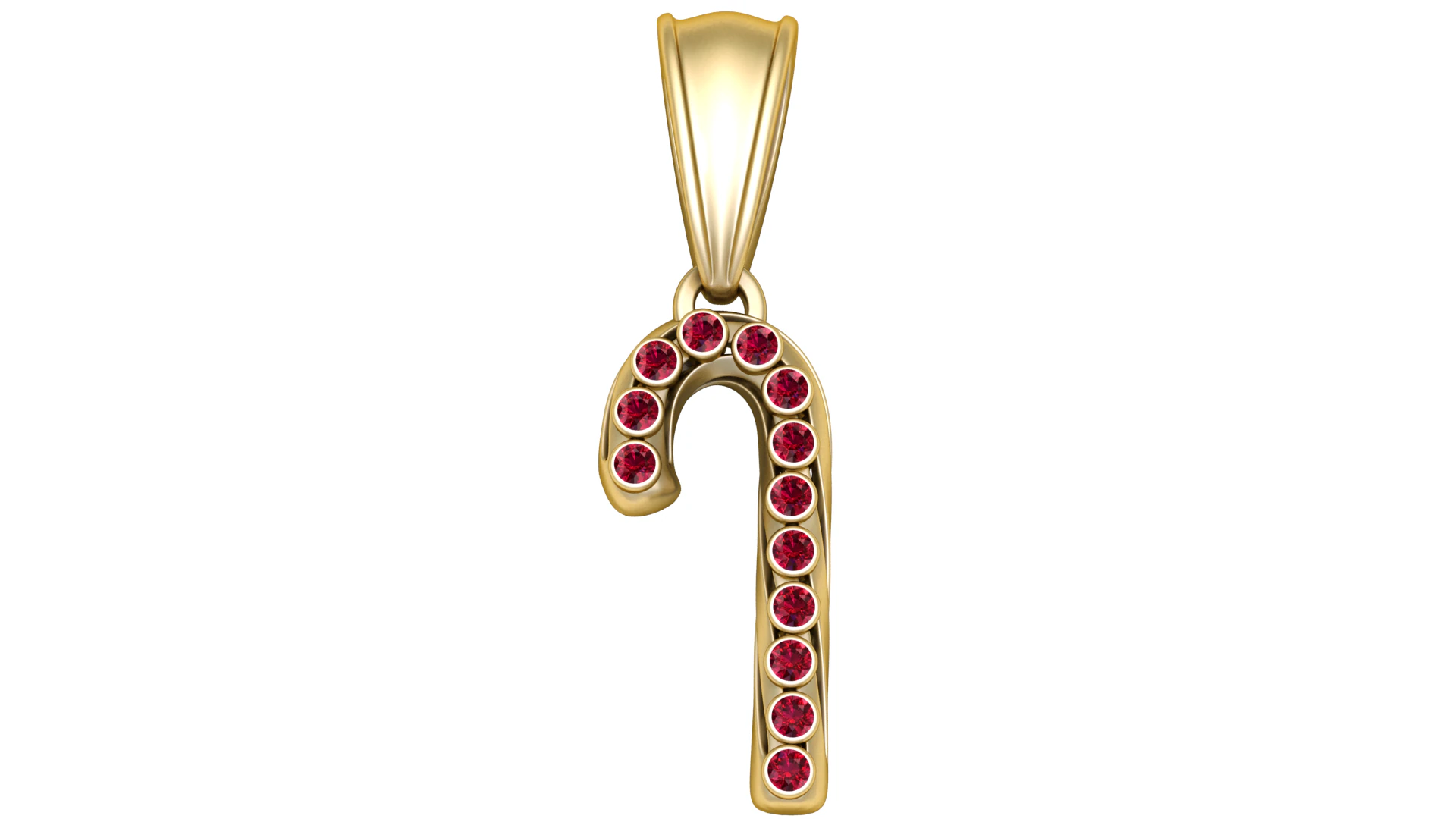 Candy Cane Pendant with Ruby Accents 3D Model .c4d .max .obj .3ds .fbx .stl .blend 