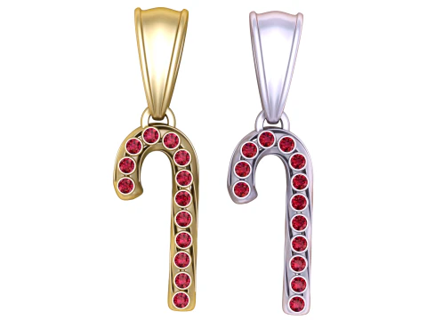 Candy Cane Pendant with Ruby Accents 3D Model
