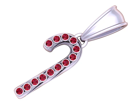 Candy Cane Pendant with Ruby Accents 3D Model