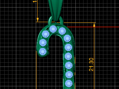 Candy Cane Pendant with Ruby Accents 3D Model