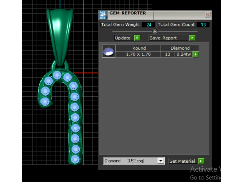 Candy Cane Pendant with Ruby Accents 3D Model