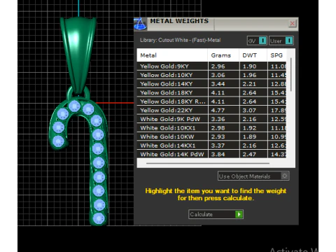 Candy Cane Pendant with Ruby Accents 3D Model