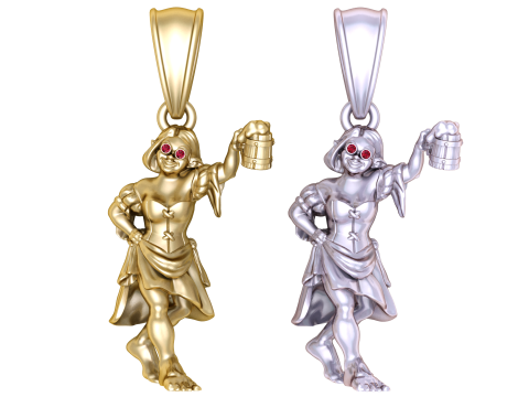 Tavern Maiden Pendant with Ruby Eyes 3D Model