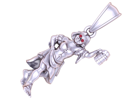 Tavern Maiden Pendant with Ruby Eyes 3D Model