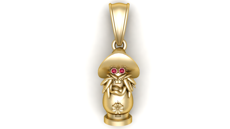 Mystical Mushroom Wizard Pendant 3D 模型 .c4d .max .obj .3ds .fbx .stl .blend 