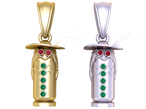 Feathered Gentleman Pendant 3D Model