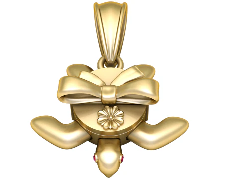 Regalo ciondolo tartaruga con occhi di rubino Modello 3D