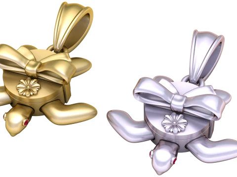 Pingente Tartaruga para Presente com Olhos de Rubi Modelo 3D