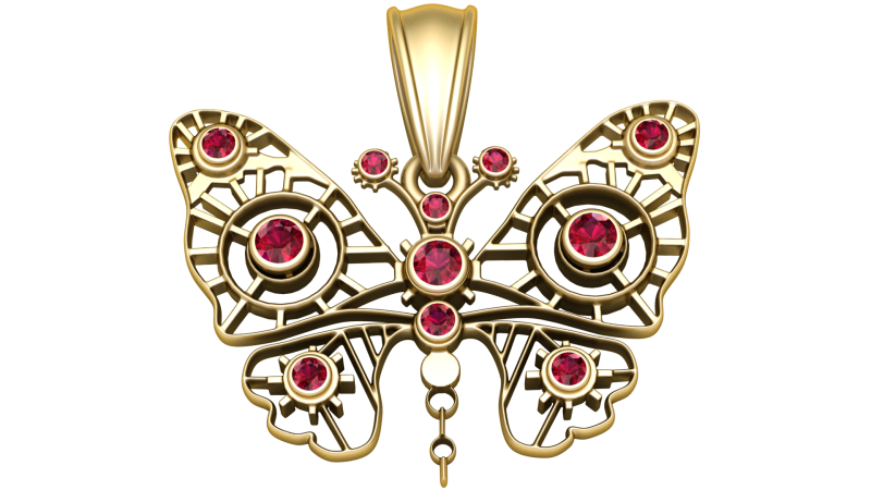 Steampunk Butterfly Pendant Modèle 3D .c4d .max .obj .3ds .fbx .stl .blend 