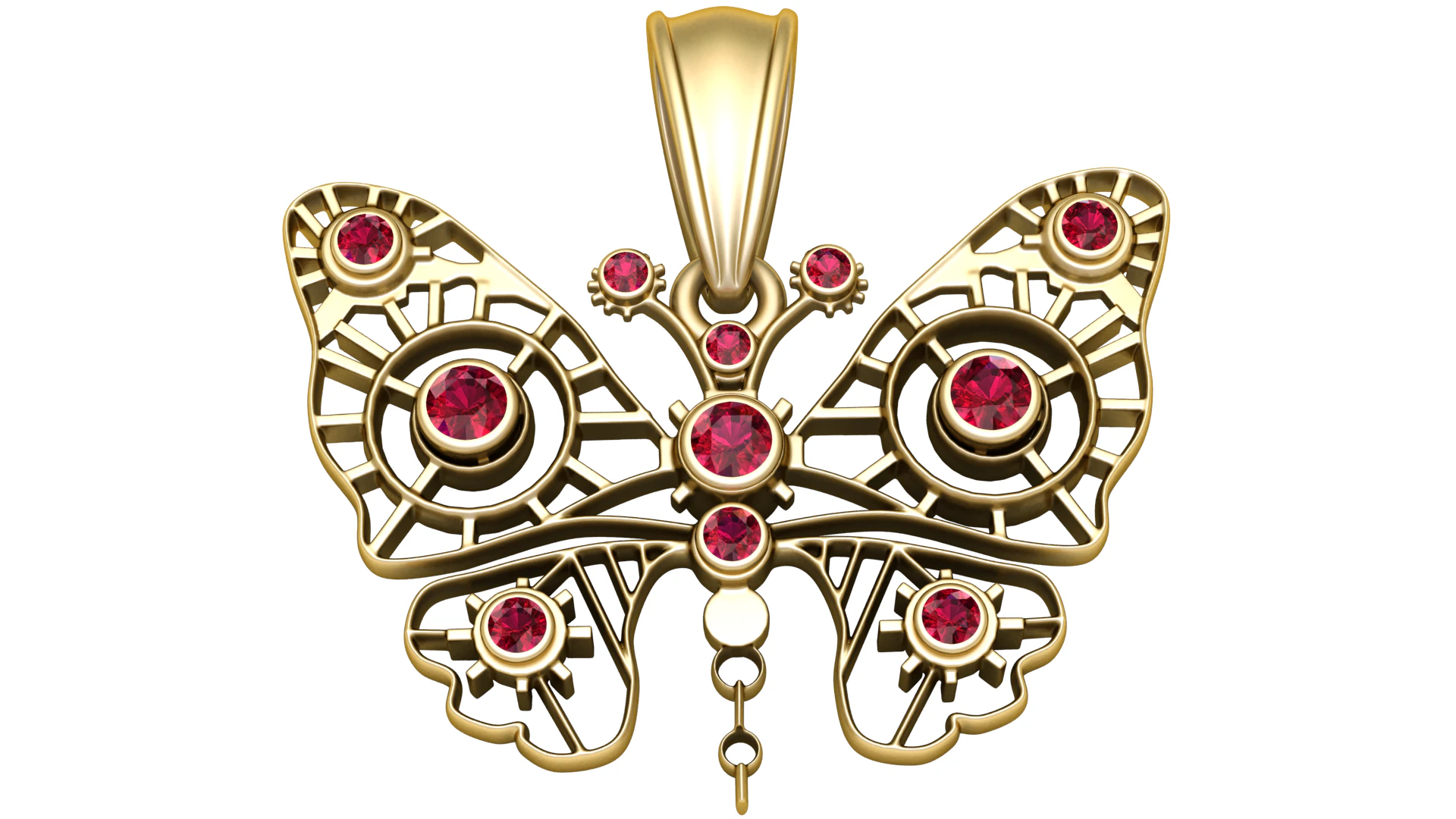 Steampunk Butterfly Pendant 3D Model .c4d .max .obj .3ds .fbx .stl .blend