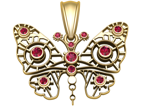 Steampunk Butterfly Pendant 3D 模型