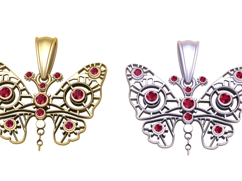 Steampunk Butterfly Pendant Modèle 3D