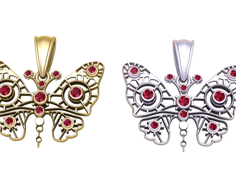 Steampunk Butterfly Pendant 3D Model