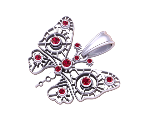 Steampunk Butterfly Pendant Modèle 3D