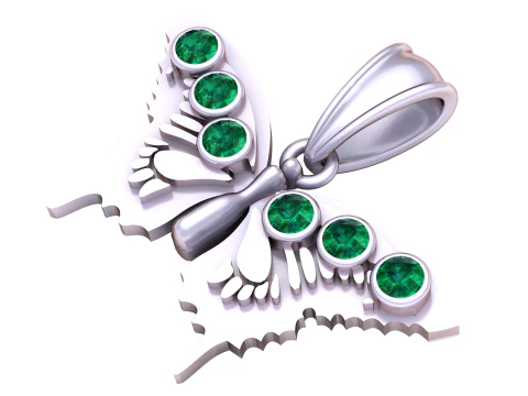 Pingente Borboleta Esmeralda Modelo 3D