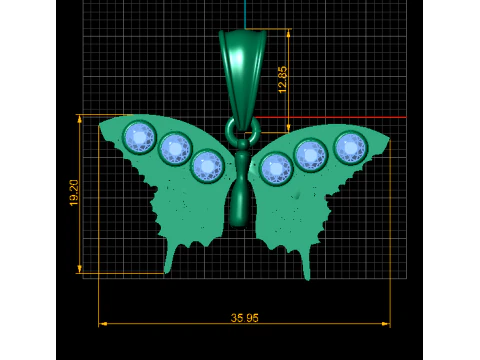 Pingente Borboleta Esmeralda Modelo 3D