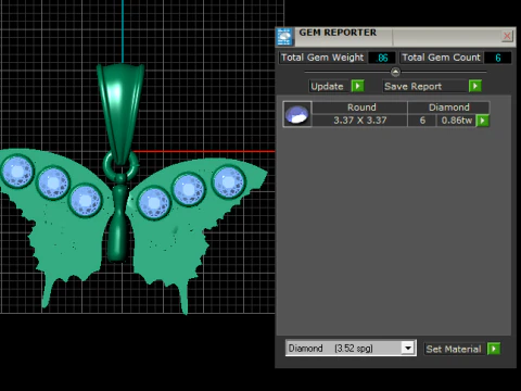 Pingente Borboleta Esmeralda Modelo 3D